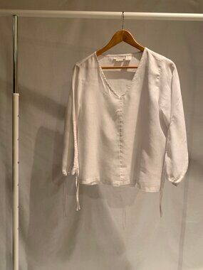 Christian Siriano 100% Linen Top — Ivory — Size Small